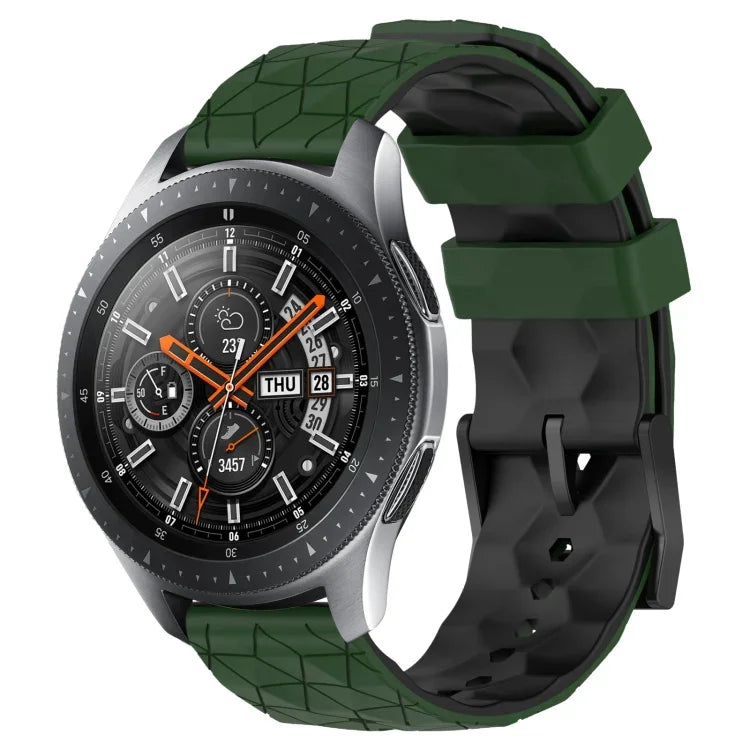 22mm 축구 패턴 투톤 실리콘 시계 밴드, Samsung Galaxy Watch3 45mm용, Samsung Galaxy Watch 46mm용, Samsung Gear S3 Classic용, Samsung Gear S3 Frontier용