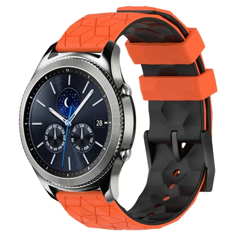 22mm 축구 패턴 투톤 실리콘 시계 밴드, Samsung Galaxy Watch3 45mm용, Samsung Galaxy Watch 46mm용, Samsung Gear S3 Classic용, Samsung Gear S3 Frontier용