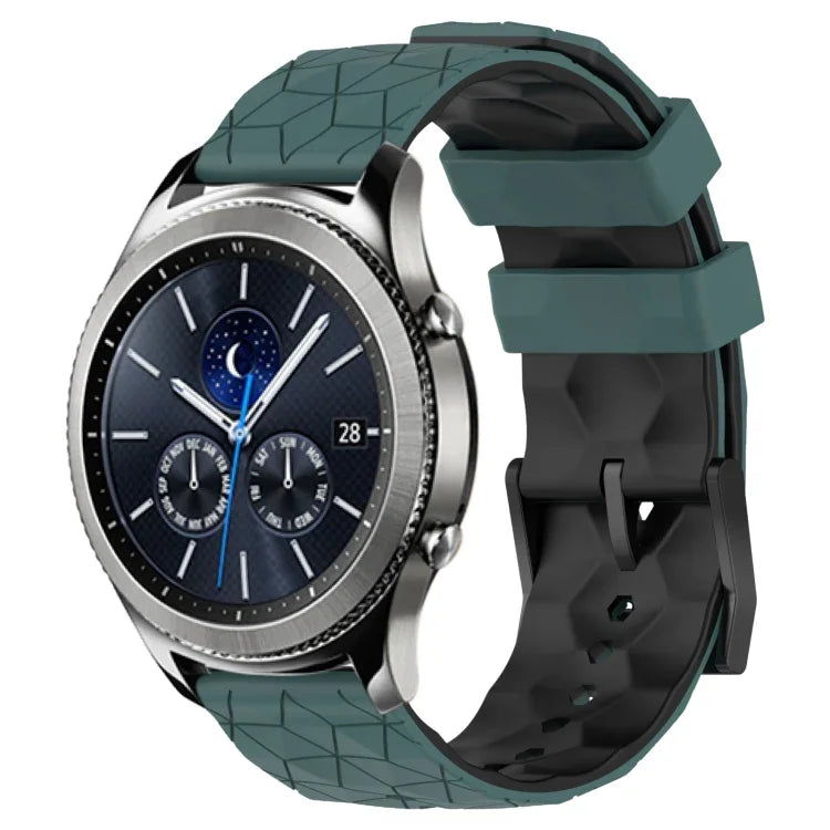 22mm 축구 패턴 투톤 실리콘 시계 밴드, Samsung Galaxy Watch3 45mm용, Samsung Galaxy Watch 46mm용, Samsung Gear S3 Classic용, Samsung Gear S3 Frontier용