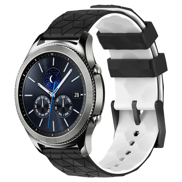 22mm 축구 패턴 투톤 실리콘 시계 밴드, Samsung Galaxy Watch3 45mm용, Samsung Galaxy Watch 46mm용, Samsung Gear S3 Classic용, Samsung Gear S3 Frontier용