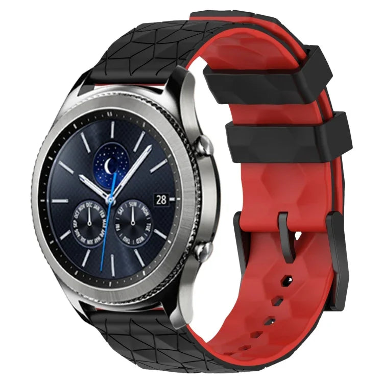 22mm 축구 패턴 투톤 실리콘 시계 밴드, Samsung Galaxy Watch3 45mm용, Samsung Galaxy Watch 46mm용, Samsung Gear S3 Classic용, Samsung Gear S3 Frontier용