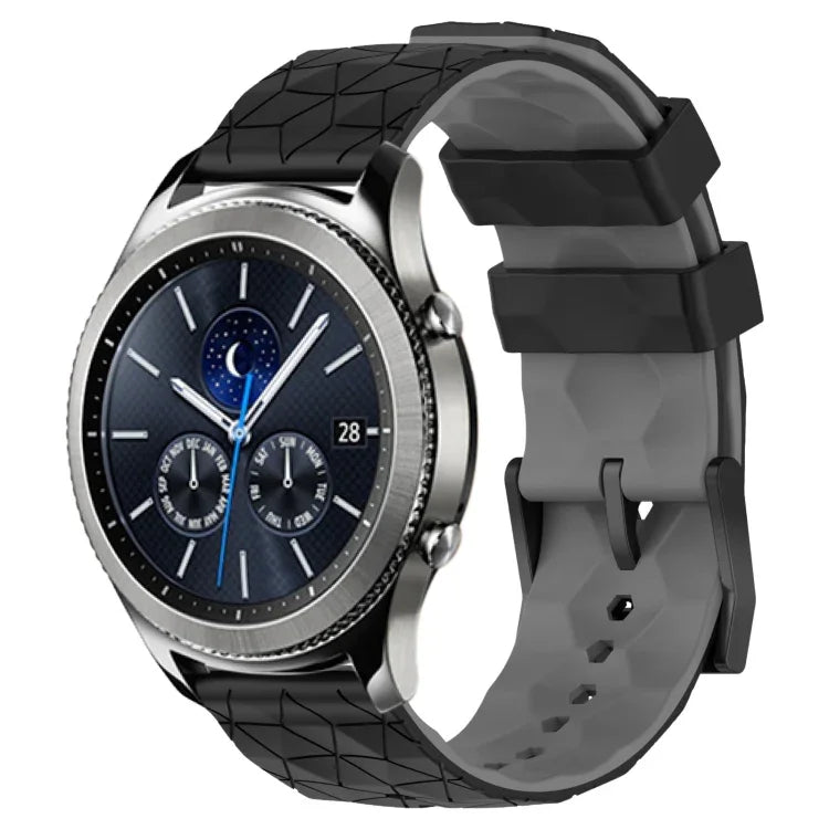 22mm 축구 패턴 투톤 실리콘 시계 밴드, Samsung Galaxy Watch3 45mm용, Samsung Galaxy Watch 46mm용, Samsung Gear S3 Classic용, Samsung Gear S3 Frontier용
