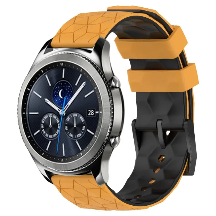 22mm 축구 패턴 투톤 실리콘 시계 밴드, Samsung Galaxy Watch3 45mm용, Samsung Galaxy Watch 46mm용, Samsung Gear S3 Classic용, Samsung Gear S3 Frontier용