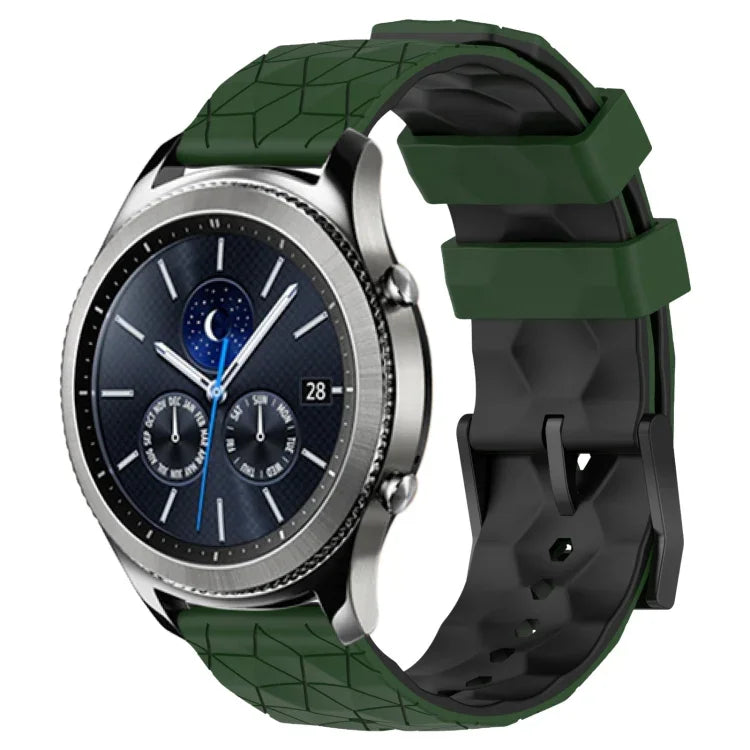 22mm 축구 패턴 투톤 실리콘 시계 밴드, Samsung Galaxy Watch3 45mm용, Samsung Galaxy Watch 46mm용, Samsung Gear S3 Classic용, Samsung Gear S3 Frontier용