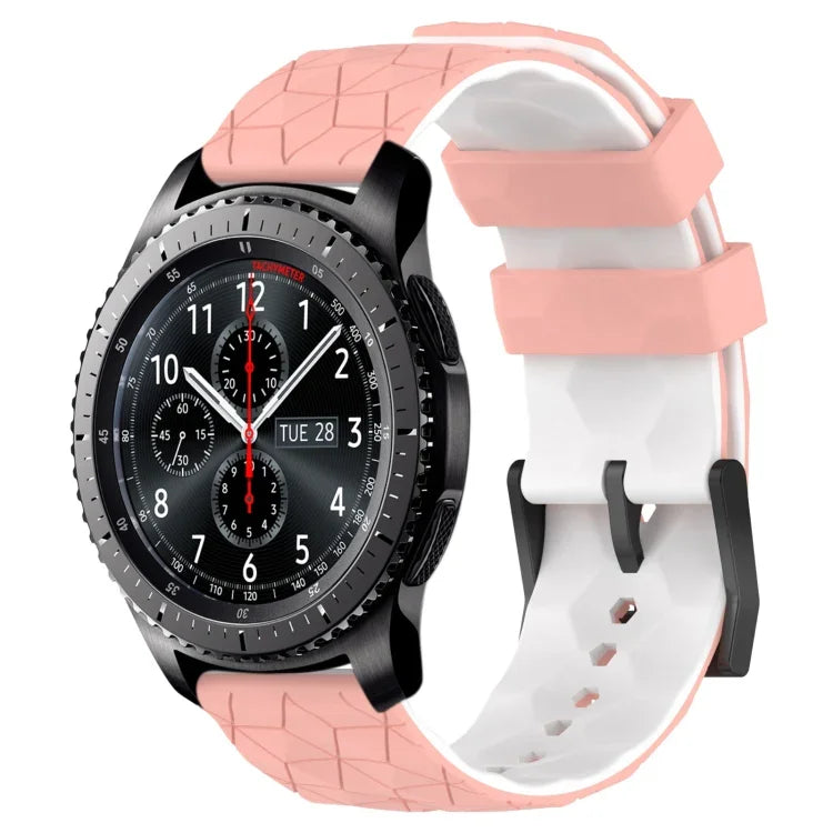 22mm 축구 패턴 투톤 실리콘 시계 밴드, Samsung Galaxy Watch3 45mm용, Samsung Galaxy Watch 46mm용, Samsung Gear S3 Classic용, Samsung Gear S3 Frontier용