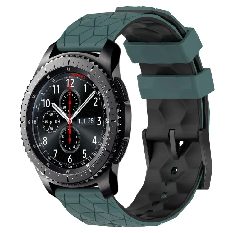 22mm 축구 패턴 투톤 실리콘 시계 밴드, Samsung Galaxy Watch3 45mm용, Samsung Galaxy Watch 46mm용, Samsung Gear S3 Classic용, Samsung Gear S3 Frontier용