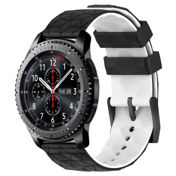 22mm 축구 패턴 투톤 실리콘 시계 밴드, Samsung Galaxy Watch3 45mm용, Samsung Galaxy Watch 46mm용, Samsung Gear S3 Classic용, Samsung Gear S3 Frontier용