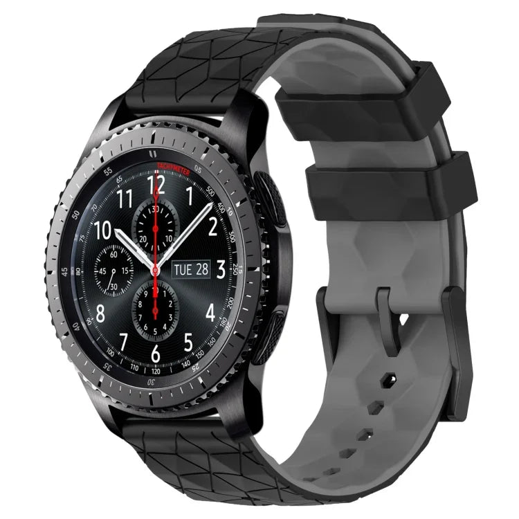 22mm 축구 패턴 투톤 실리콘 시계 밴드, Samsung Galaxy Watch3 45mm용, Samsung Galaxy Watch 46mm용, Samsung Gear S3 Classic용, Samsung Gear S3 Frontier용