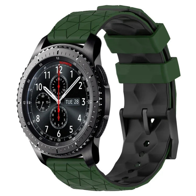 22mm 축구 패턴 투톤 실리콘 시계 밴드, Samsung Galaxy Watch3 45mm용, Samsung Galaxy Watch 46mm용, Samsung Gear S3 Classic용, Samsung Gear S3 Frontier용