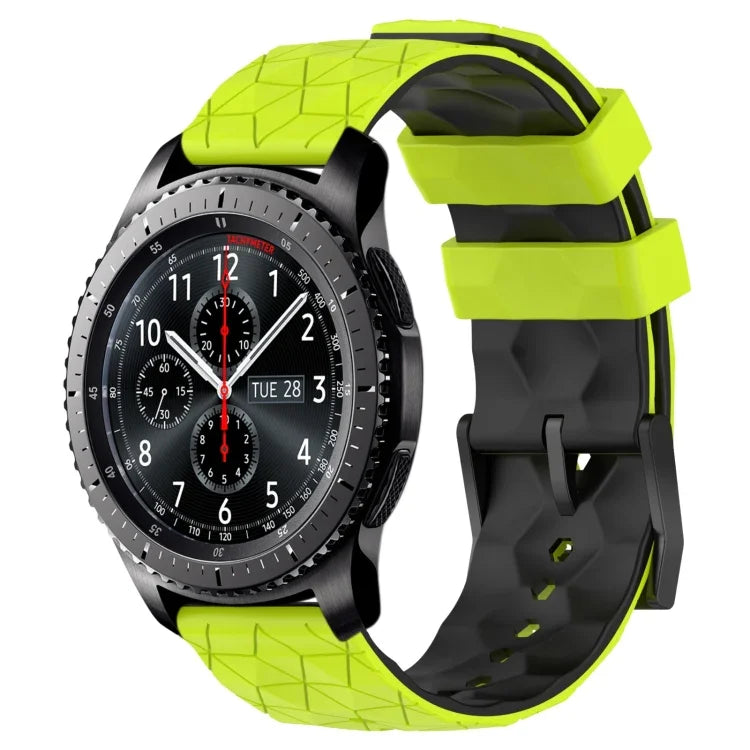 22mm 축구 패턴 투톤 실리콘 시계 밴드, Samsung Galaxy Watch3 45mm용, Samsung Galaxy Watch 46mm용, Samsung Gear S3 Classic용, Samsung Gear S3 Frontier용