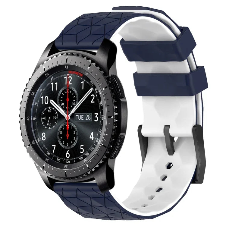 22mm 축구 패턴 투톤 실리콘 시계 밴드, Samsung Galaxy Watch3 45mm용, Samsung Galaxy Watch 46mm용, Samsung Gear S3 Classic용, Samsung Gear S3 Frontier용