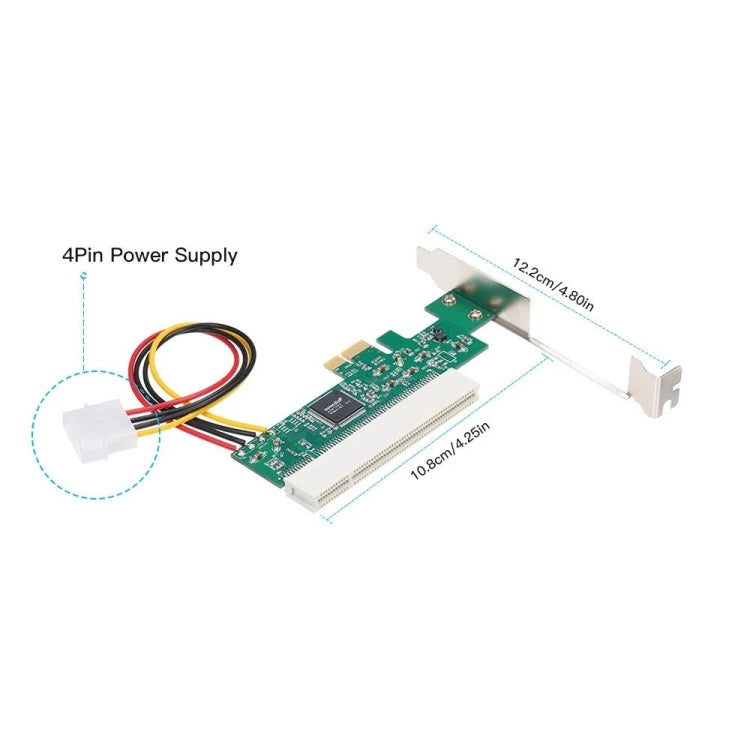 PCI-E to PCI 어댑터 카드 컨버터, 4핀 전원 공급 포함, PCI-E to PCI