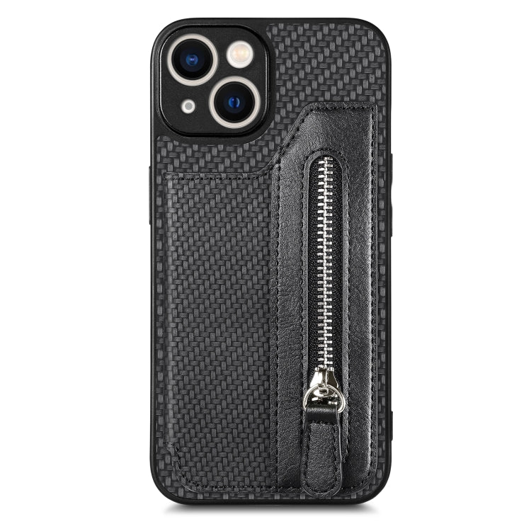 Carbon Fiber Horizontal Flip Zipper Wallet Phone Case, For iPhone 14, For iPhone 14 Pro, For iPhone 14 Plus, For iPhone 14 Pro Max, For iPhone 13, For iPhone 13 mini, For iPhone 13 Pro, For iPhone 13 Pro Max, For iPhone 12 mini
