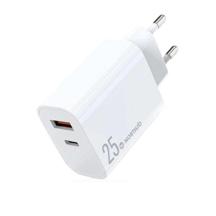 NORTHJO NOPD2502 PD 25W USB-C/Type-C + QC 3.0 USB 듀얼 포트 고속 충전기, 미국 플러그, 유럽 플러그, 영국 플러그, 호주 플러그