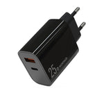 NORTHJO NOPD2502 PD 25W USB-C/Type-C + QC 3.0 USB 듀얼 포트 고속 충전기, 미국 플러그, 유럽 플러그, 영국 플러그, 호주 플러그