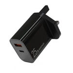 NORTHJO NOPD2502 PD 25W USB-C/Type-C + QC 3.0 USB 듀얼 포트 고속 충전기, 미국 플러그, 유럽 플러그, 영국 플러그, 호주 플러그