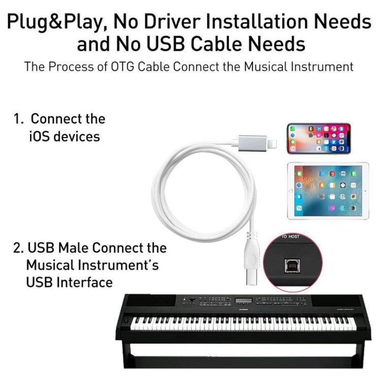 1m 8핀 to USB-B MIDI 케이블 iPad / iPhone용, 8핀