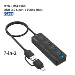 Onten UCA5306 7-in-2 USB3.0 + Type-C 7포트 허브 도킹 스테이션 OTG 기능 지원, UCA5306