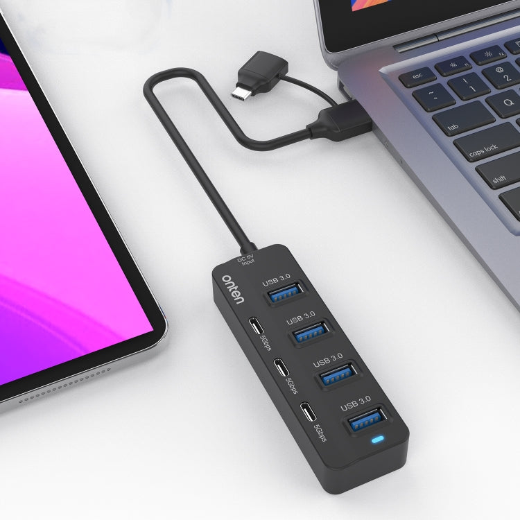 Onten UCA5306 7-in-2 USB3.0 + Type-C 7포트 허브 도킹 스테이션 OTG 기능 지원, UCA5306