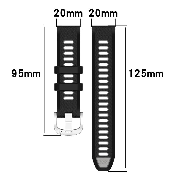 20mm 스포츠 투톤 스틸 버클 실리콘 시계 밴드, 삼성 갤럭시 워치 6 40mm용, 삼성 갤럭시 워치 6 클래식 43mm용