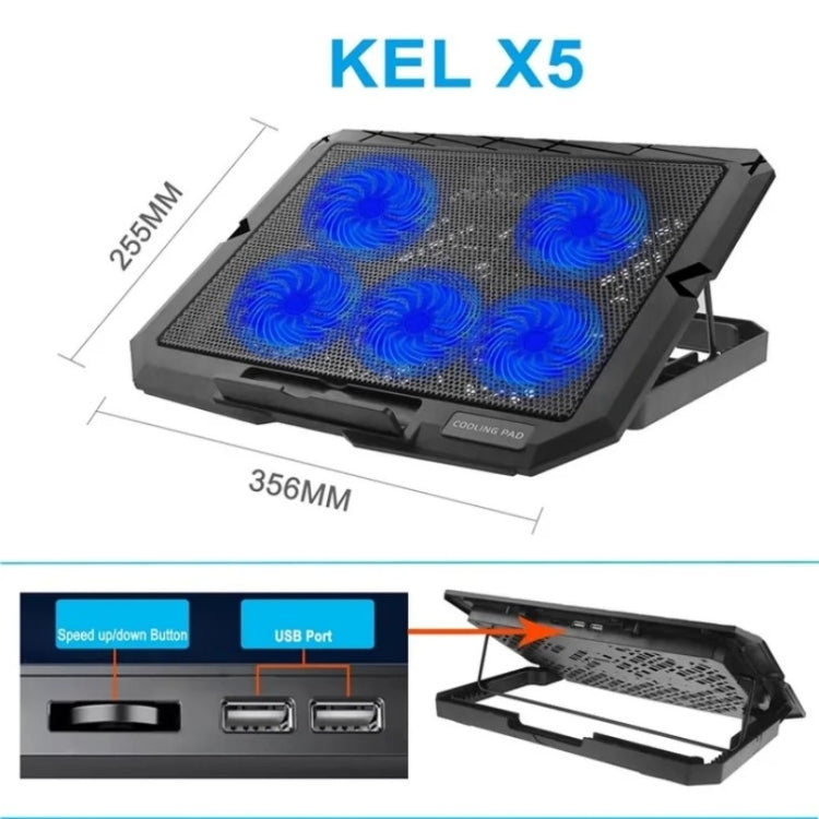 X5 게임 워크 무음 5팬 7단계 높이 조절 노트북 쿨링 스탠드, X5