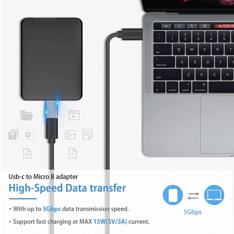 JUNSUNMAY USB-C / 타입-C 암-수 USB 3.0 마이크로 B 어댑터 컨버터, 1개, 2개