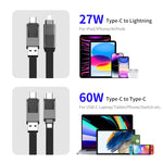ENKAY ENK-CB134 4-in-1 60W USB-A / Type-C to 8핀 / Type-C 나일론 브레이디드 자석 고속 충전 데이터 케이블, 0.15m, 1.2m