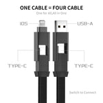 ENKAY ENK-CB134 4-in-1 60W USB-A / Type-C to 8핀 / Type-C 나일론 브레이디드 자석 고속 충전 데이터 케이블, 0.15m, 1.2m