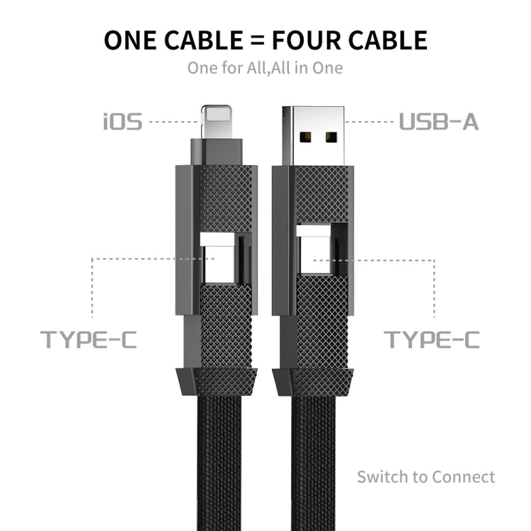 ENKAY ENK-CB134 4-in-1 60W USB-A / Type-C to 8핀 / Type-C 나일론 브레이디드 자석 고속 충전 데이터 케이블, 0.15m, 1.2m