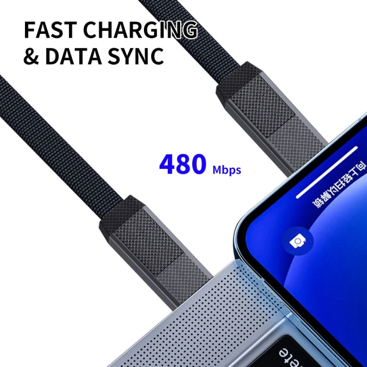 ENKAY ENK-CB134 4-in-1 60W USB-A / Type-C to 8핀 / Type-C 나일론 브레이디드 자석 고속 충전 데이터 케이블, 0.15m, 1.2m