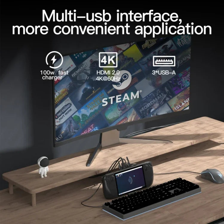 V266 Steam Deck용 5-in-1 브래킷 도킹 스테이션 충전 베이스, 4K/60Hz USB3.0 지원, V266 5-in-1
