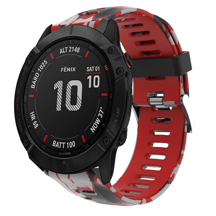26mm Camouflage Printed Silicone Watch Band, For Garmin Enduro, For Garmin Fenix 6X, For Garmin Fenix 6X Pro, For Garmin Fenix 6X Sapphire, For Garmin Fenix 5X Sapphire, For Garmin Fenix 5X Plus, For Garmin Fenix 3, For Garmin Fenix 3 HR