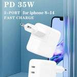 35W PD3.0 USB-C / Type-C 듀얼 포트 충전기 iPhone / iPad 시리즈용, 미국 플러그, 유럽 플러그