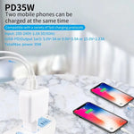 35W PD3.0 USB-C / Type-C 듀얼 포트 충전기 iPhone / iPad 시리즈용, 미국 플러그, 유럽 플러그