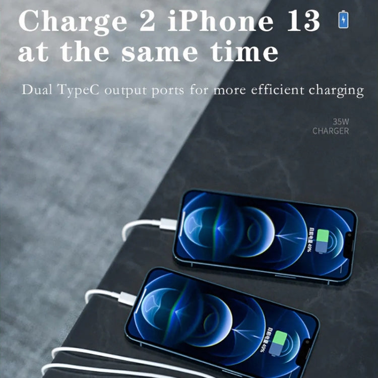 35W PD3.0 USB-C / Type-C 듀얼 포트 충전기 iPhone / iPad 시리즈용, 미국 플러그, 유럽 플러그