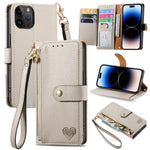 러브 지퍼 랜야드 가죽 휴대폰 케이스, 아이폰 14 Pro Max용, 아이폰 7 / 8 / SE 2022용, 아이폰 13 Pro Max용, 아이폰 13 Pro용, 아이폰 13용, 아이폰 12 / 12 Pro용, 아이폰 12 Pro Max용, 아이폰 11 Pro Max용