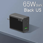 GaN PD65W 타입-C x 2 + USB3.0 노트북 어댑터 애플 맥북 시리즈용, US 플러그