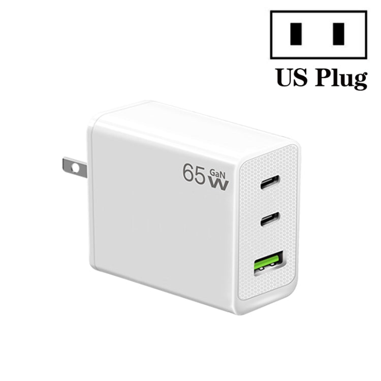 GaN PD65W 타입-C x 2 + USB3.0 노트북 어댑터 애플 맥북 시리즈용, US 플러그