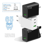 GaN PD65W 타입-C x 2 + USB3.0 노트북 어댑터 애플 맥북 시리즈용, US 플러그