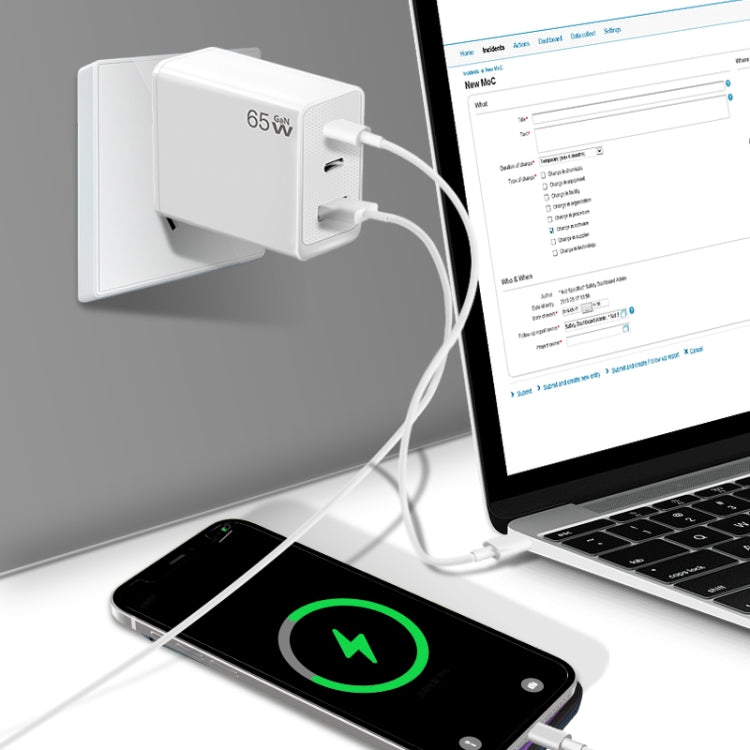 GaN PD65W 타입-C x 2 + USB3.0 노트북 어댑터 애플 맥북 시리즈용, US 플러그