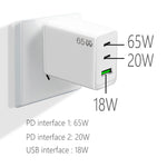 GaN PD65W 타입-C x 2 + USB3.0 노트북 어댑터 애플 맥북 시리즈용, US 플러그