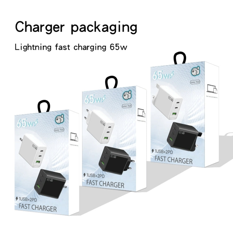 GaN PD65W 타입-C x 2 + USB3.0 노트북 어댑터 애플 맥북 시리즈용, US 플러그