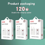 120W USB Super Fast Charging Charger, EU Plug, US Plug, UK Plug
