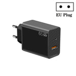 GaN PD48W Type-C PD3.0 + USB3.0 노트북 어댑터, MacBook 시리즈용, EU 플러그, EU 플러그
