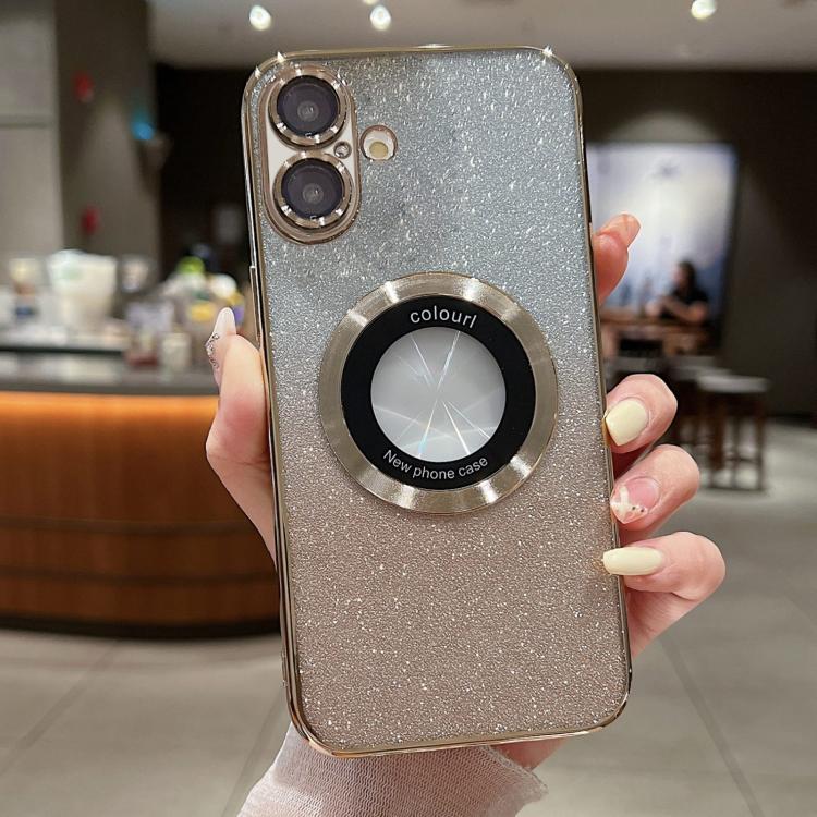 그라데이션 글리터 전기 도금 MagSafe TPU 휴대폰 케이스, 아이폰 17e / 16e용, 아이폰 17 프로 맥스용, 아이폰 17 프로용, 아이폰 17용, 아이폰 에어용, 아이폰 16 프로 맥스용