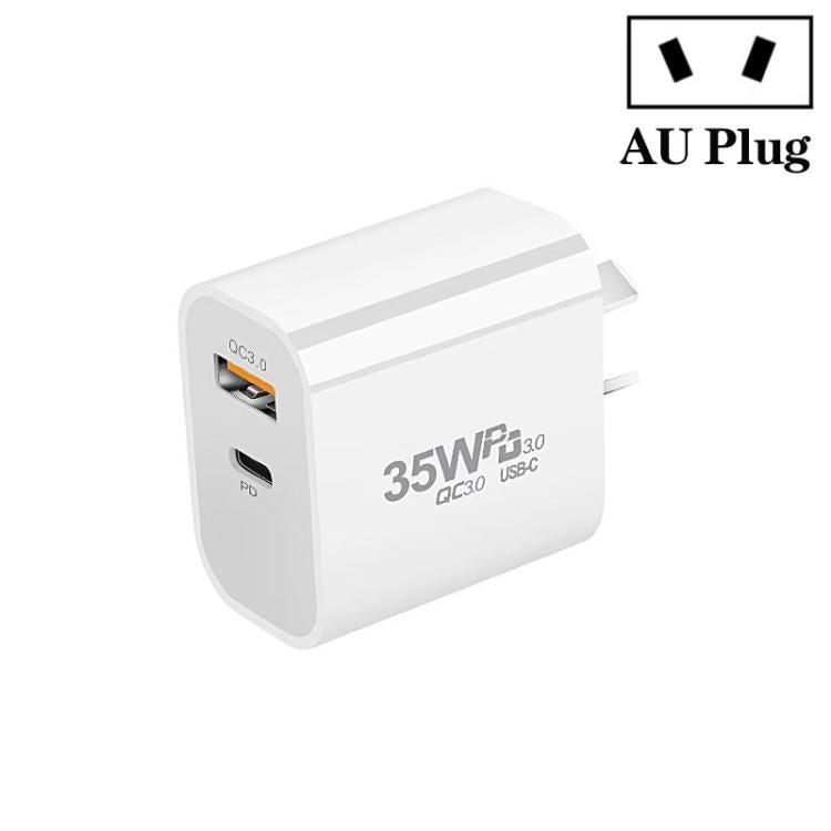 PD30W USB-C / 타입-C + QC3.0 USB 듀얼 포트 충전기, AU 플러그, AU 플러그, 홍콩 창고