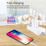 PD30W USB-C / 타입-C + QC3.0 USB 듀얼 포트 충전기 1m USB to 8핀 데이터 케이블 포함, EU 플러그, US 플러그, AU 플러그