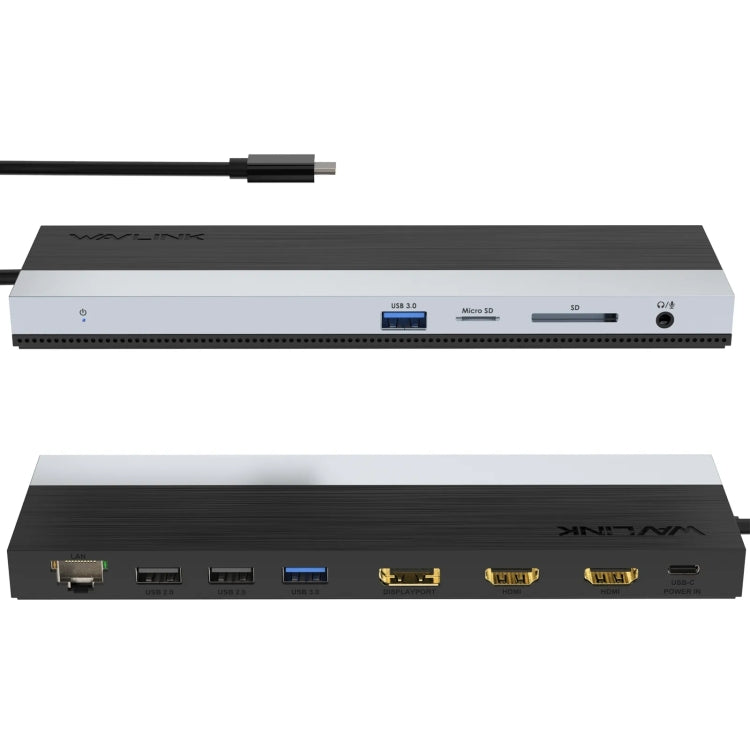 Wavlink UMD08 디스플레이포트 12-in-1 타입-C 트리플 디스플레이 도킹 스테이션, UMD08