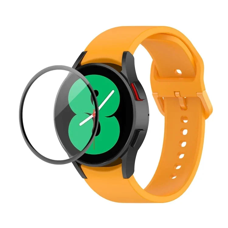 JUNSUNMAY Silicone Adjustable Strap + Full Coverage PMMA Screen Protector Kit, For Samsung Galaxy Watch5 40mm, For Samsung Galaxy Watch4 44mm, For Samsung Galaxy Watch4 40mm