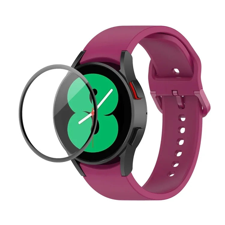 JUNSUNMAY Silicone Adjustable Strap + Full Coverage PMMA Screen Protector Kit, For Samsung Galaxy Watch5 40mm, For Samsung Galaxy Watch4 44mm, For Samsung Galaxy Watch4 40mm